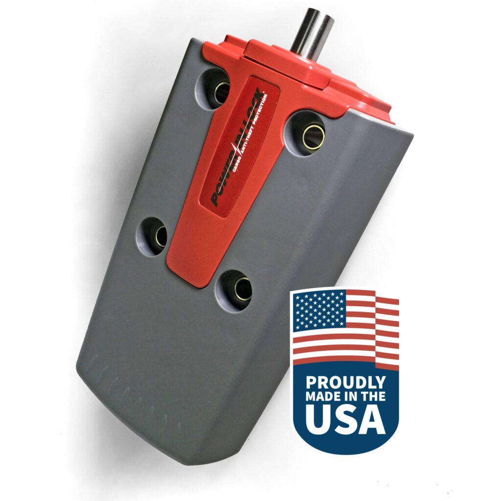 close up of power in-locks device with a proudly made in the usa logo